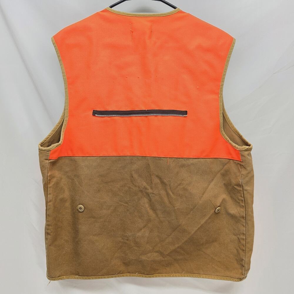 Vintage SafTBak Hunting Vest Blaze Orange Canvas Game Pockets USA - Picture 6 of 15